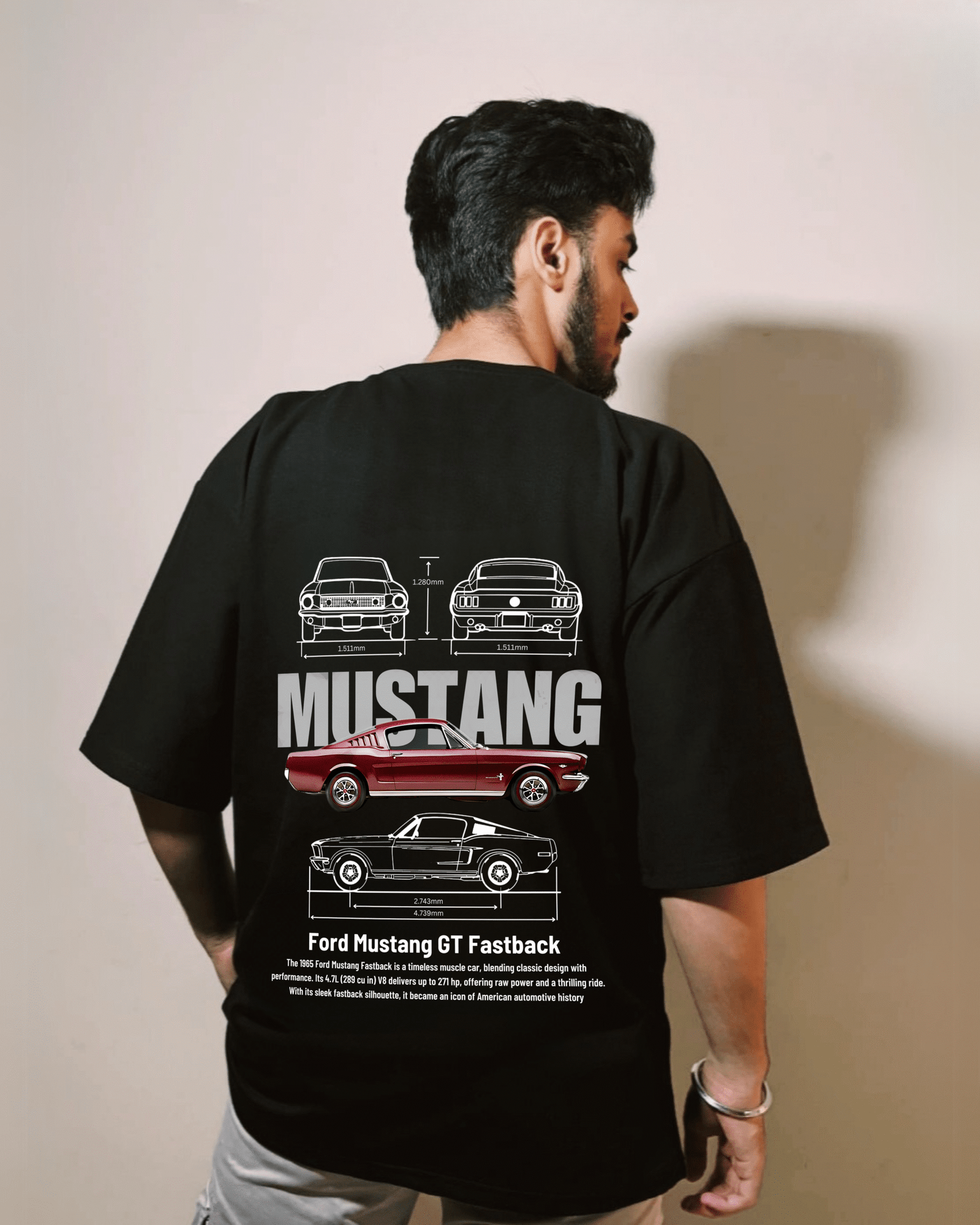 Mustang GT Fastback Oversized Tee – Classic Muscle Car Streetwear